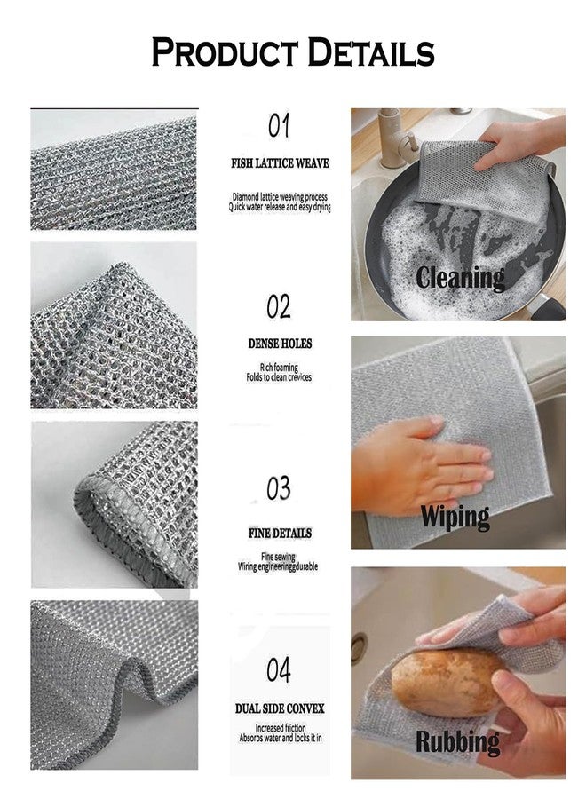 Thea 12 Pack Non-Scratch Double Layer Wire Dishcloth Multipurpose Two Layer Wire Dishwashing Rags for Wet and Dry, Easy Rinsing, Reusable, Wire Cleaning Cloth for Kitchen, Sinks (12 Cloth) - Image 4